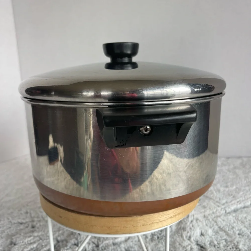 Vintage REVERE WARE Copper Clad 4 1/2 Qt Dutch Pot